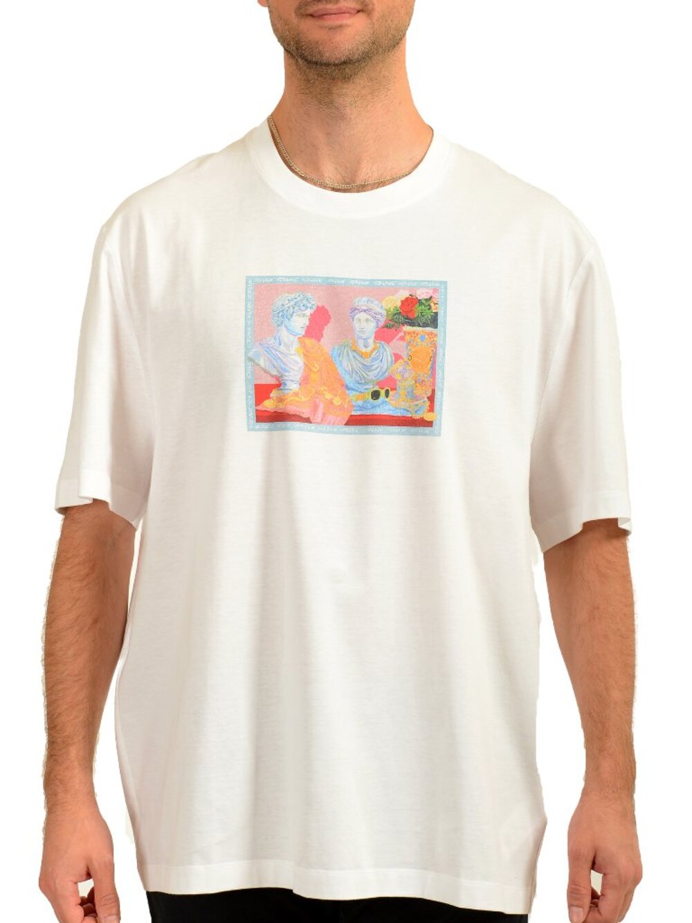 Versace Men's White Logo Print Short Sleeve Crewneck T-Shirt US 4XL IT 60